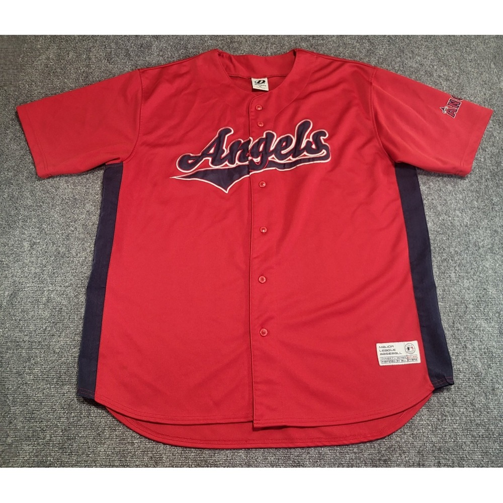Vtg Los Angeles Angels MLB Dynasty Series Men's Embroidered Red Jersey Size XL
